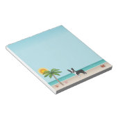 ブラックボストンテリアアットザトロピカルサマービーチ ノートパッド (アングル)