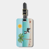 ブラックボストンテリアアットザトロピカルサマービーチ ラゲッジタグ (正面縦)