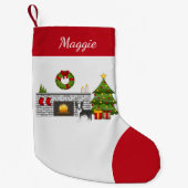ブラックボストンテリアインアフェスティバルクリスマスルーム スモールクリスマスストッキング (正面)