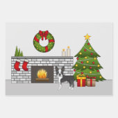 ブラックボストンテリアインアフェスティバルクリスマスルーム ラッピングペーパーシート (正面)