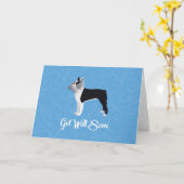 ブラックボストンテリアーが早く元気になるおもしろい犬 カード (黄色い花)