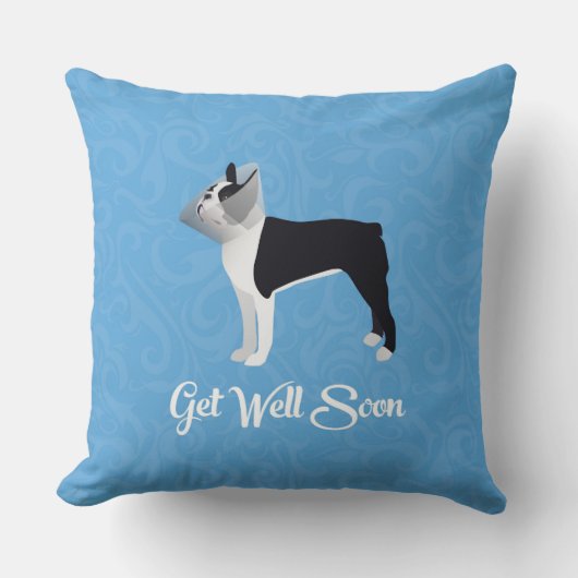 ブラックボストンテリアージュエージングマンスーンおもしろい犬 クッション (正面)