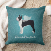 ブラックボストンテリア犬エンジェルPETメモリアル クッション (ブランケット)