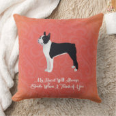 ブラックボストンテリア私のハートはいつもスマイル クッション (ブランケット)