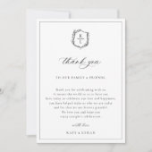 ブラックボタニカルクレスト結婚式レセプションテーブル サンキューカード (正面)