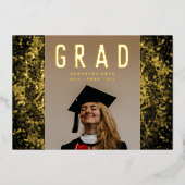 ブラックボタニカルグラードフォトゴールドフォイル発表 箔招待状 (正面)