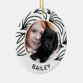 ブラックボタニカルドッグの写真と名前クリスマス セラミックオーナメント (右)