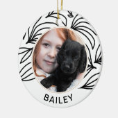ブラックボタニカルドッグの写真と名前クリスマス セラミックオーナメント (左)
