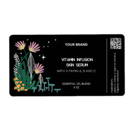 ブラックボタニカルドロッパーボトルラベル ラベル