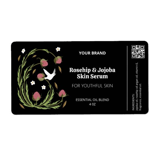 ブラックボタニカルドロッパーボトルラベル ラベル (正面)