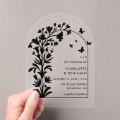 ブラックボタニカルバタフライ結婚アーチズ アクリル招待状 (インサイチュ (ポータブル))