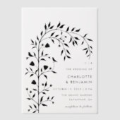 ブラックボタニカルバードアー結婚チーズ ベラム紙招待状 (正面)