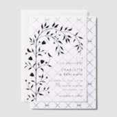 ブラックボタニカルバードアー結婚チーズ ベラム紙招待状 (オフセット (招待状))