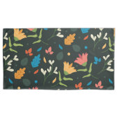 ブラックボタニカルフローラプリント 枕カバー (正面)