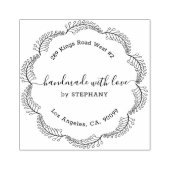 ブラックボタニカルリースカスタムモダンタイポグラフィ ラバースタンプ (インプリント)