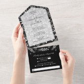 ブラックボタニカル結婚ズ オールインワン招待状 (貼ってはがせる)