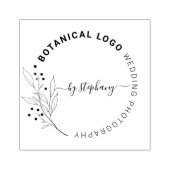 ブラックボタニカル葉ウェディング写真 ラバースタンプ (インプリント)