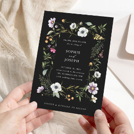 ブラックボタニカル ワイルドフラワーズ | エレガント ウェディング 招待状