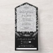 ブラックボタニカルNo Envelopes結婚's オールインワン招待状 (内側)