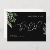 ブラックボタニッエレガントク写真日付を保存 ポストカード (正面/裏面)