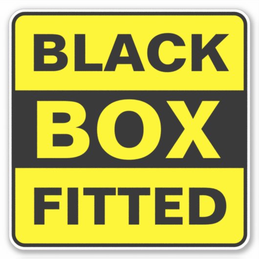 ブラックボックスに貼り付けたシール（カーサイン） シール (正面)