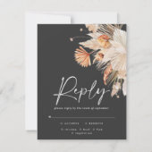 ブラックボヘミアンパンパスグラスモダンRSVP 出欠カード (裏面)