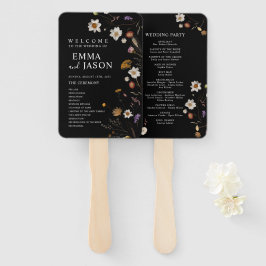 ブラックボヘミアンワイルドフラワーのウェディングサンクスステッカー ハンドファン