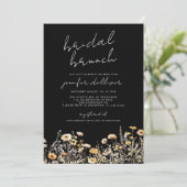 ブラックボヘミアンワイルドフラワーエレガント ブライダルシャワーブランケット 招待状 (スタンド正面)