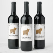 ブラックボホアーチホーリーカウウェスタンベビーシャワー ワインラベル (ボトル)