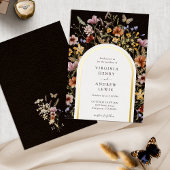 ブラックボホアーチ結婚式招待状 箔招待状