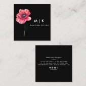 ブラックボホウォーター色ワイルドフラワーフローラデザイナー スクエア名刺 (正面/裏面)