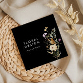 ブラックボホウォーター色ワイルドフラワーフローラデザイナー スクエア名刺