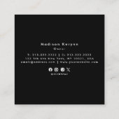 ブラックボホウォーター色ワイルドフラワーフローラデザイナー スクエア名刺 (裏面)