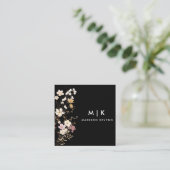 ブラックボホウォーター色ワイルドフラワーフローラデザイナー スクエア名刺 (スタンド正面)