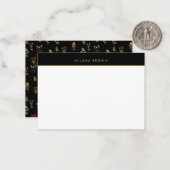 ブラックボホシック野草模様 ノートカード (正面/裏面インサイチュ)