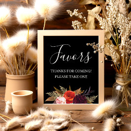 ブラックボホフローラブライダルシャワーウィズサイン ポスター