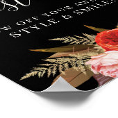 ブラックボホフローラブライダルシャワーフォトゲストブック ポスター (角)