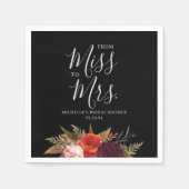 ブラックボホフローラブライダルシャワー スタンダードカクテルナプキン (正面)