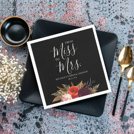 ブラックボホフローラブライダルシャワー スタンダードカクテルナプキン