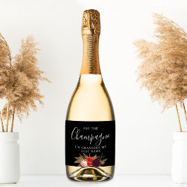 ブラックボホフローラブライダルシャワー スパークリングワインラベル