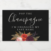 ブラックボホフローラブライダルシャワー スパークリングワインラベル (シングルラベル)