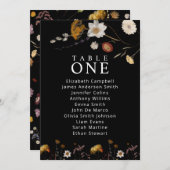 ブラックボホワイルドフラワーのテーブルの座席カード 招待状 (正面/裏面)