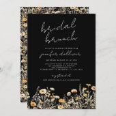 ブラックボホワイルドフラワーエレガントブライダルシャワーブランチ 招待状 (正面/裏面)