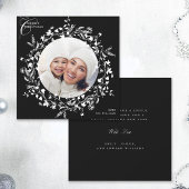 ブラックボホワイルドフラワークリスマスフォトスクエア シーズンカード