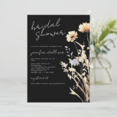 ブラックボホワイルドフラワーシックブライダルシャワー 招待状 (スタンド正面)