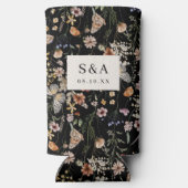 ブラックボホワイルドフラワー結婚ズセルツァークーラーボックス スリム缶クーラー (裏面)