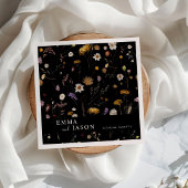 ブラックボホワイルドフラワー結婚ズナプキン スタンダードカクテルナプキン