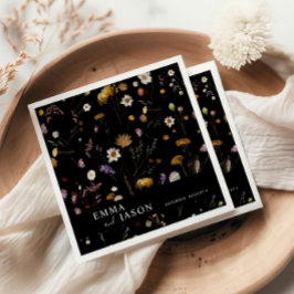 ブラックボホワイルドフラワー結婚ズナプキン スタンダードカクテルナプキン