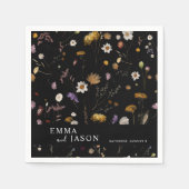 ブラックボホワイルドフラワー結婚ズナプキン スタンダードカクテルナプキン (正面)