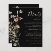 ブラックボホワイルドフラワー結婚ズ エンクロージャーカード (正面/裏面)